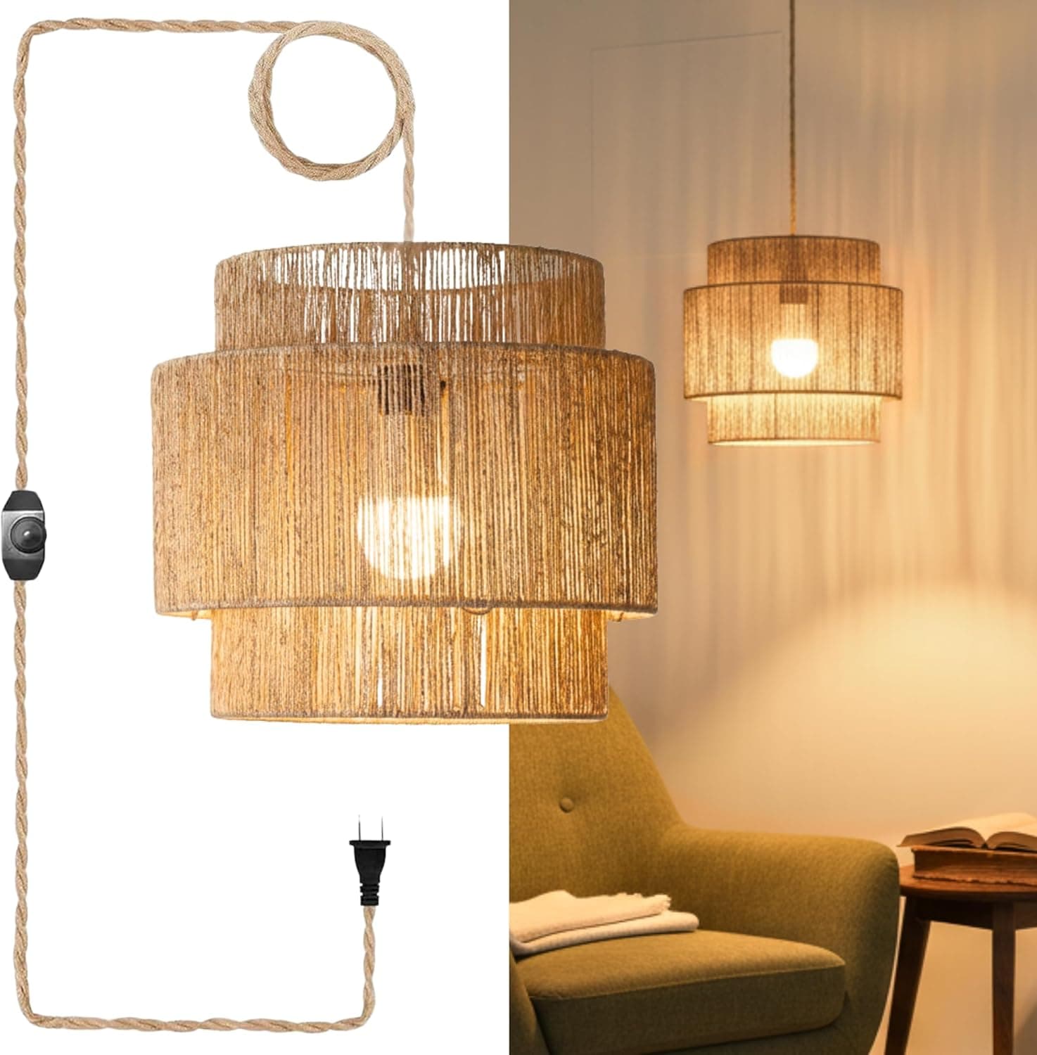Chi An Home Boho Jute Pendant Light